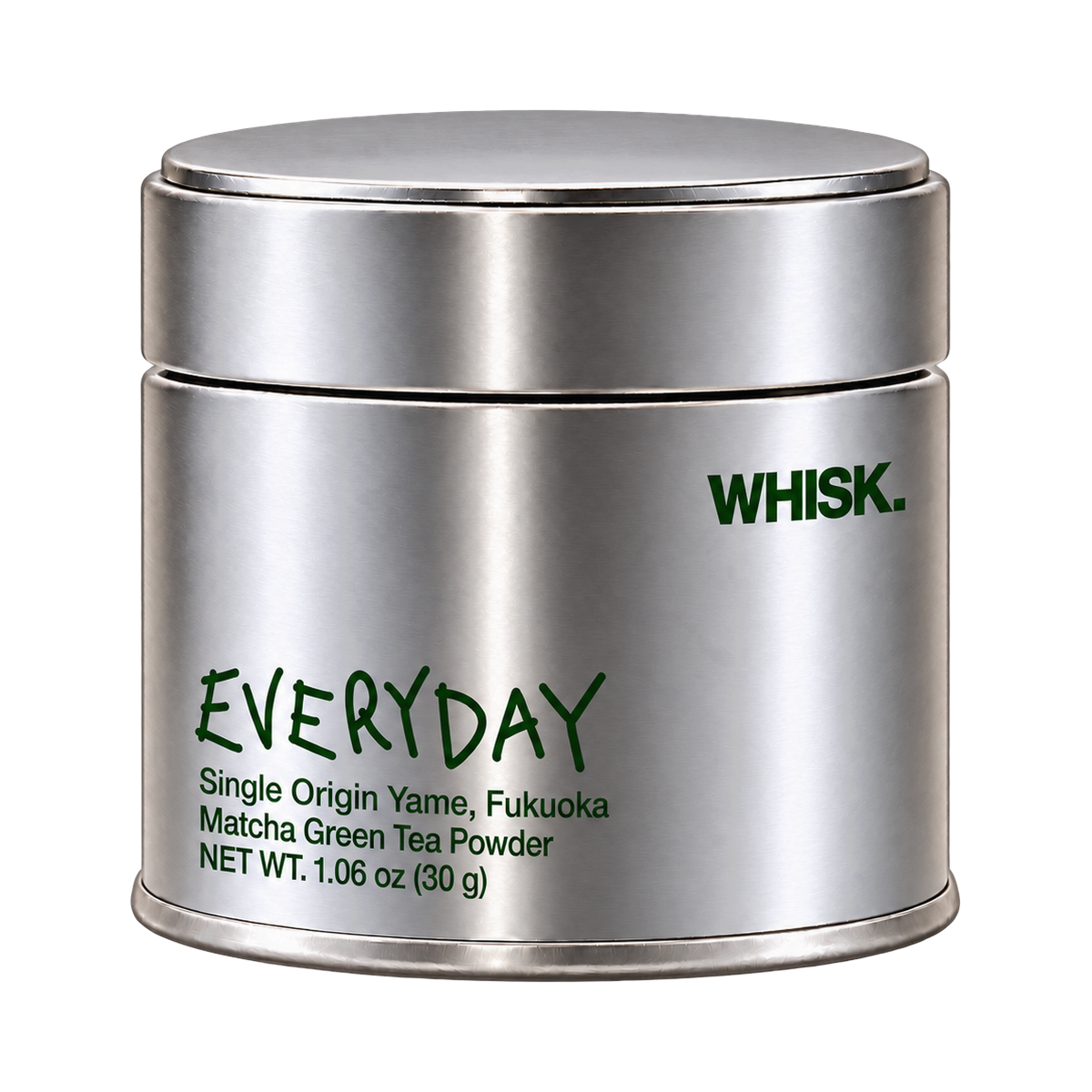 WHISK. Everyday Blend, single origin matcha from Yame, Fukuoka, 30 g silver tin